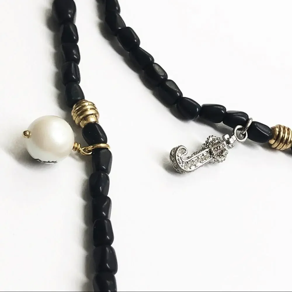 Juicy Couture Vintage Black Beaded Charm Necklace